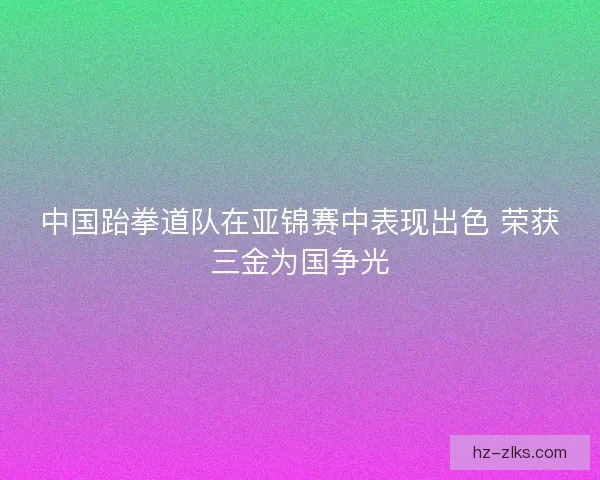 中国跆拳道队在亚锦赛中表现出色 荣获三金为国争光