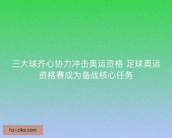 三大球齐心协力冲击奥运资格 足球奥运资格赛成为备战核心任务