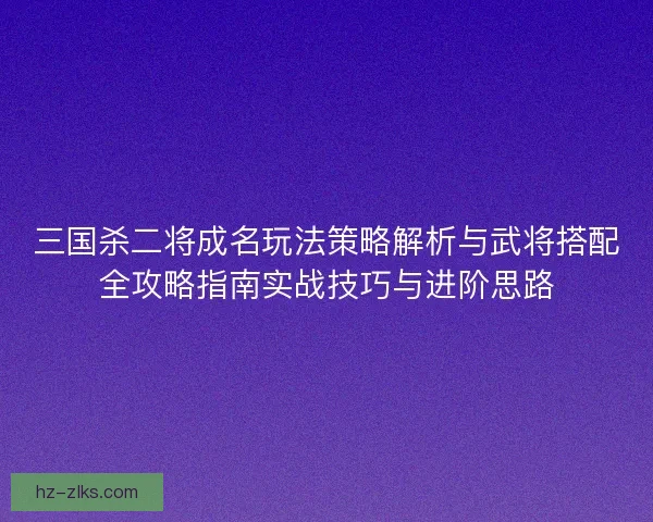 三国杀二将成名玩法策略解析与武将搭配全攻略指南实战技巧与进阶思路 三国杀二将成名玩法策略解析与武将搭配全攻略指南实战技巧与进阶思路